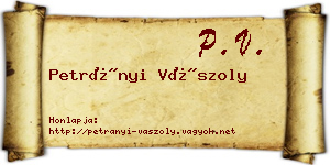 Petrányi Vászoly névjegykártya